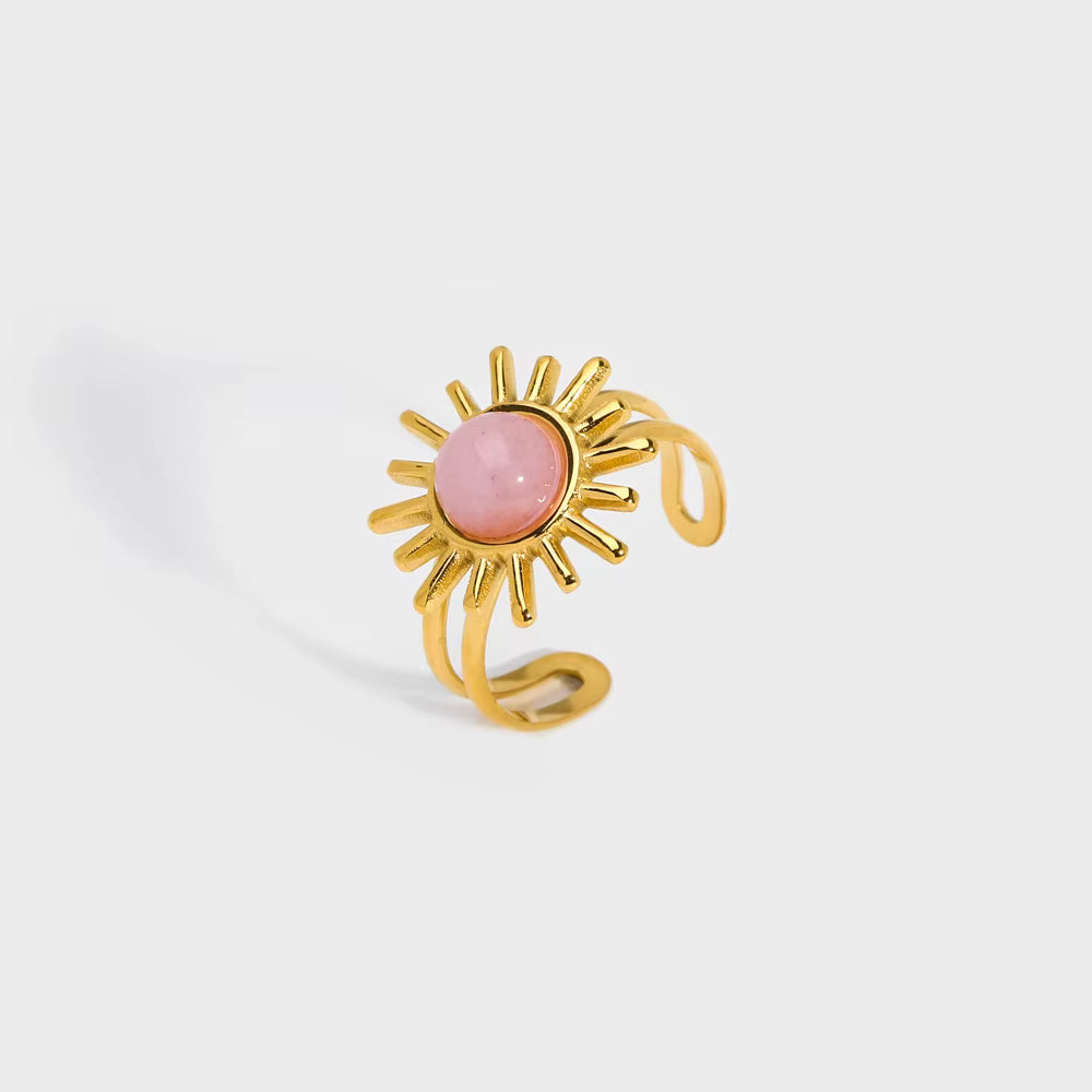 ADELE CPH DENMARK - Blomster ringe med lyserød Jade vintagelook.