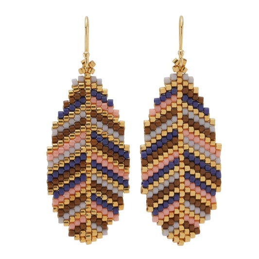 #167 Blade blå/brun/grå/gammelrosa/guld ørekroge