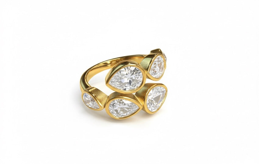 ADELE CPH DENMARK - Ring med dråber zircon. Vandfast