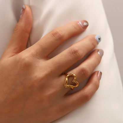 ADELE CPH DENMARK - Hjerte ring 18K forgyldt. Vandfast