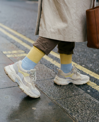 AYDO STUDIOS - London strømper - Lys gul/Lys blå