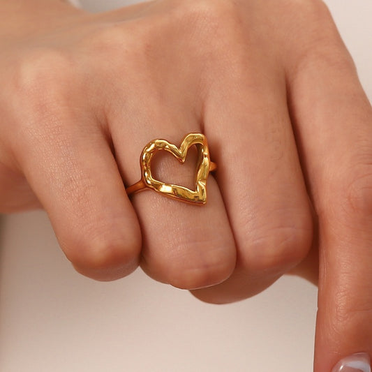 ADELE CPH DENMARK - Hjerte ring 18K forgyldt. Vandfast