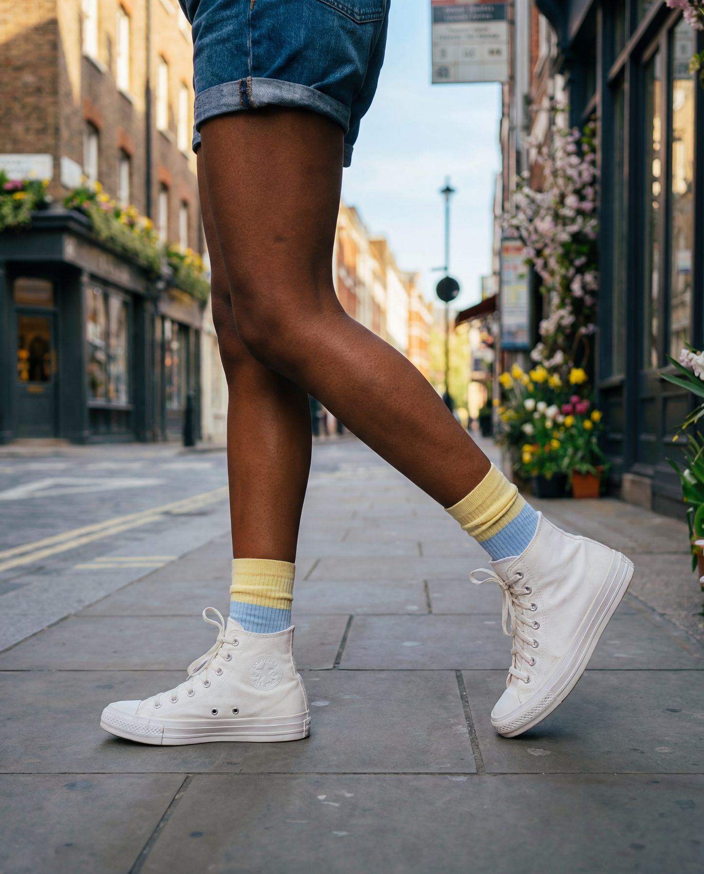 AYDO STUDIOS - London strømper - Lys gul/Lys blå