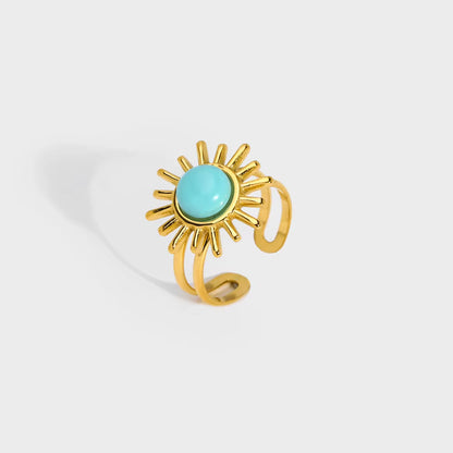 ADELE CPH DENMARK - Blomster ringe med Turkis sten vintagelook.