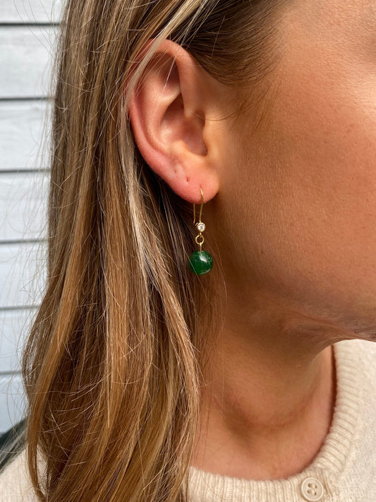 Pr. sæt øreringe med zirkon og grøn jade