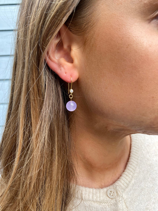 Pr. sæt øreringe med zirkon og lilla jade