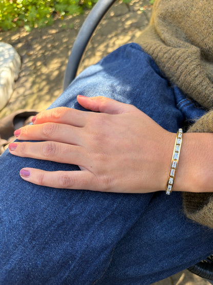 ADELE CPH DENMARK - Rektangel armbånd med 11 klar zinkoner. Vandfast