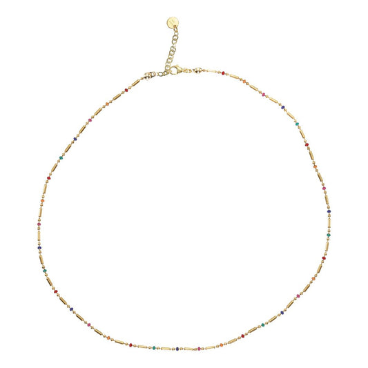 #199 Halskæde med farvede emaljekugler