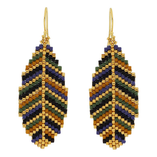 #169 Blade Sort/Flaskegrøn/Karry/Blå /guld ørekroge